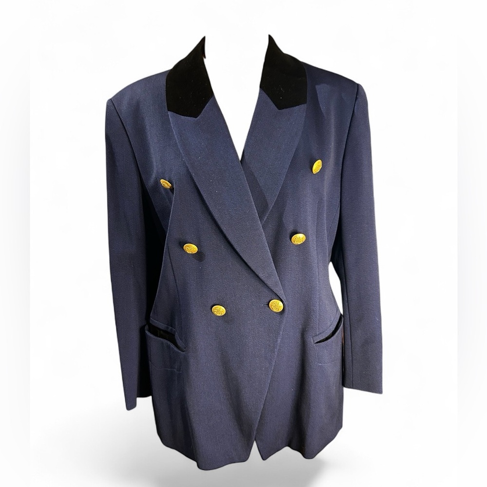 Escada Navy Blazer with Gold Buttons